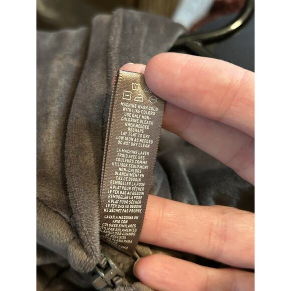 Skims Women's Hoodie Brown Velour Hooded Cropped Long Sleeve Full Zipper-Small - Picture 5 of 7